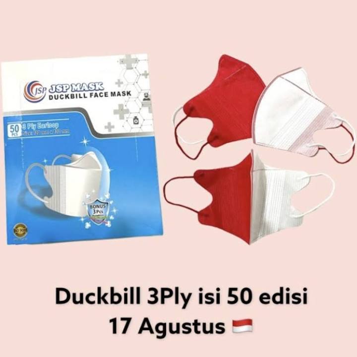 BPG Masker Duckbill Merah Putih Ecer 1 pcs/Masker Medis JSP/  Duckbill JSP /MASKER MERAH PUTIH/DUCKB