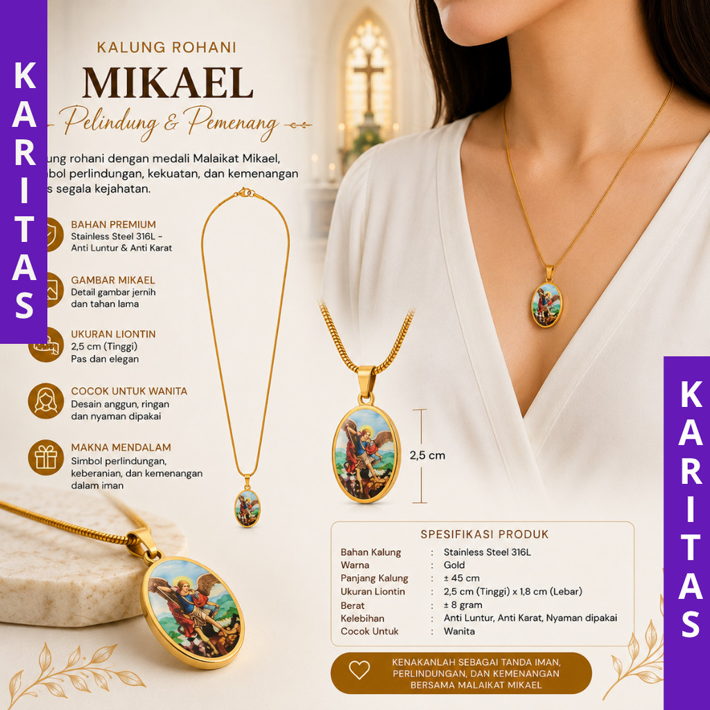 KALUNG LIONTIN ST MIKAEL / KALUNG ROHANI KATOLIK / KALUNG KATOLIK / TOKO ROHANI KATOLIK JOGJA