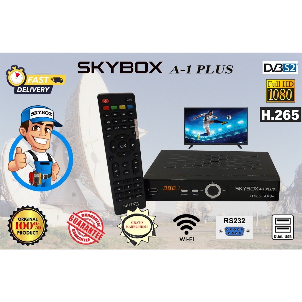 promo spesial Receiver Parabola Skybox A1 Plus H 265 HEVC AVS+, Full HD 1080p