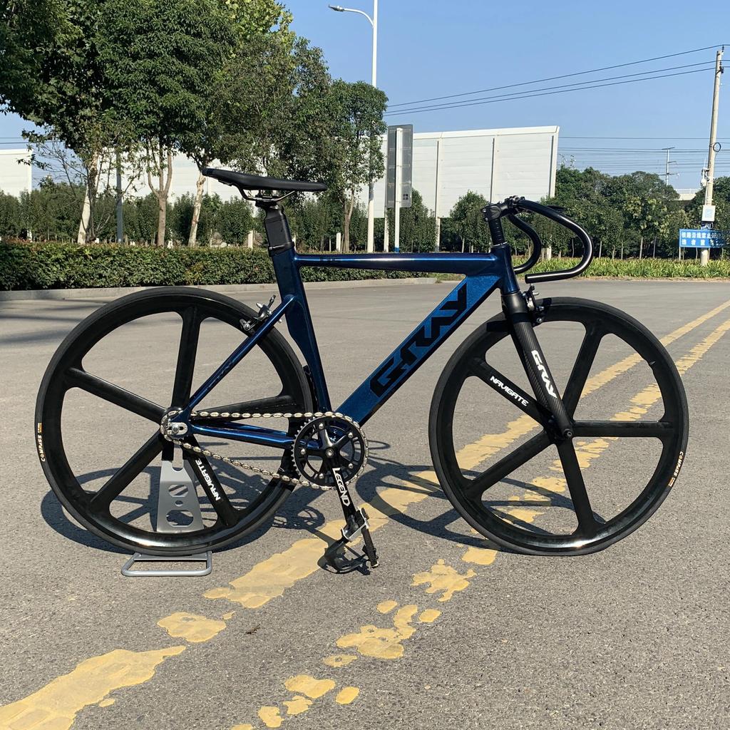 GRAY Track Bike Fixie Bicycle Aluminum Alloy Frame Carbon Front Fork 700C Magnesium Wheel Single Spe