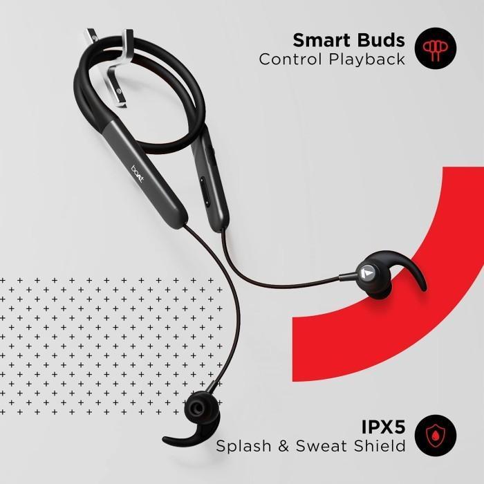 Qualcomm aptX HD boAt Rockerz 335 Headset Bluetooth Earphone Wireless - 338 Black