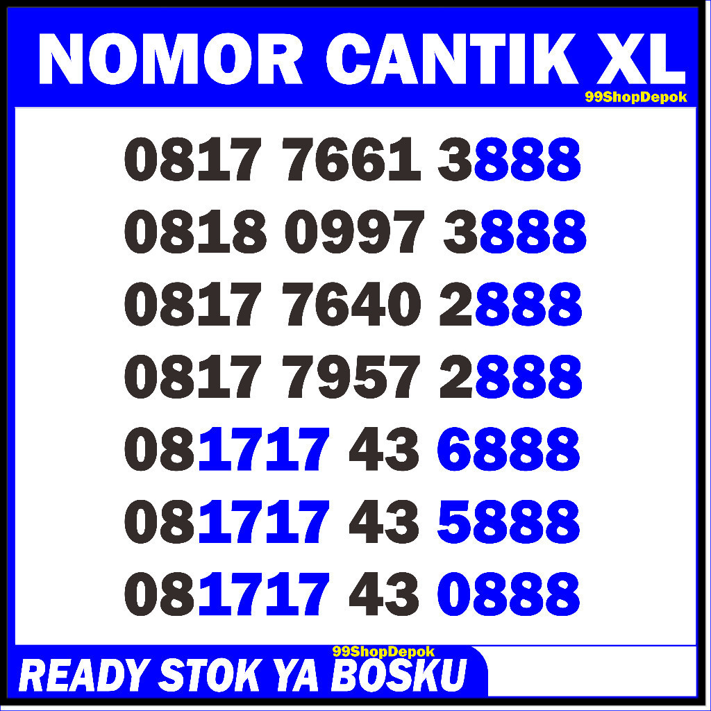 Nomor Cantik XL TRIPLE 888 XL 1888 2888 Kartu Perdana Nomer Cantik XL 4g 5g 888 9888 7888 6888 5888