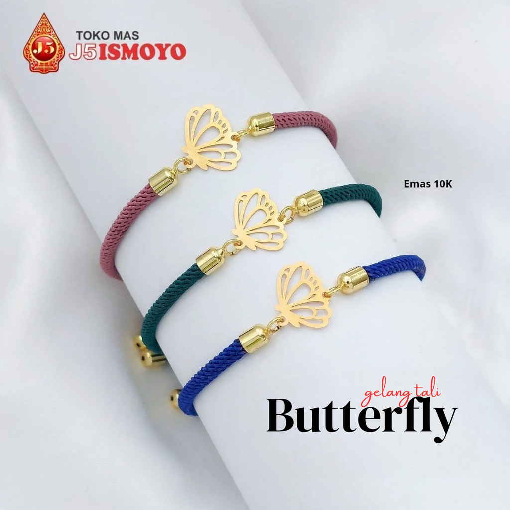 Gelang Tali Kombinasi Emas Jessie Butterfly J5 Ismoyo