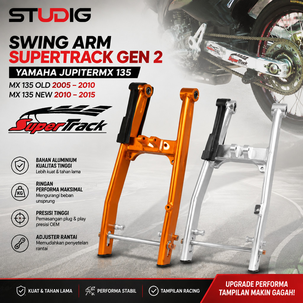 Swing Arm Supertrack Gen 2 Original Yamaha Jupiter MX 135 Old New MX King 150 Sasis Belakang - SMI