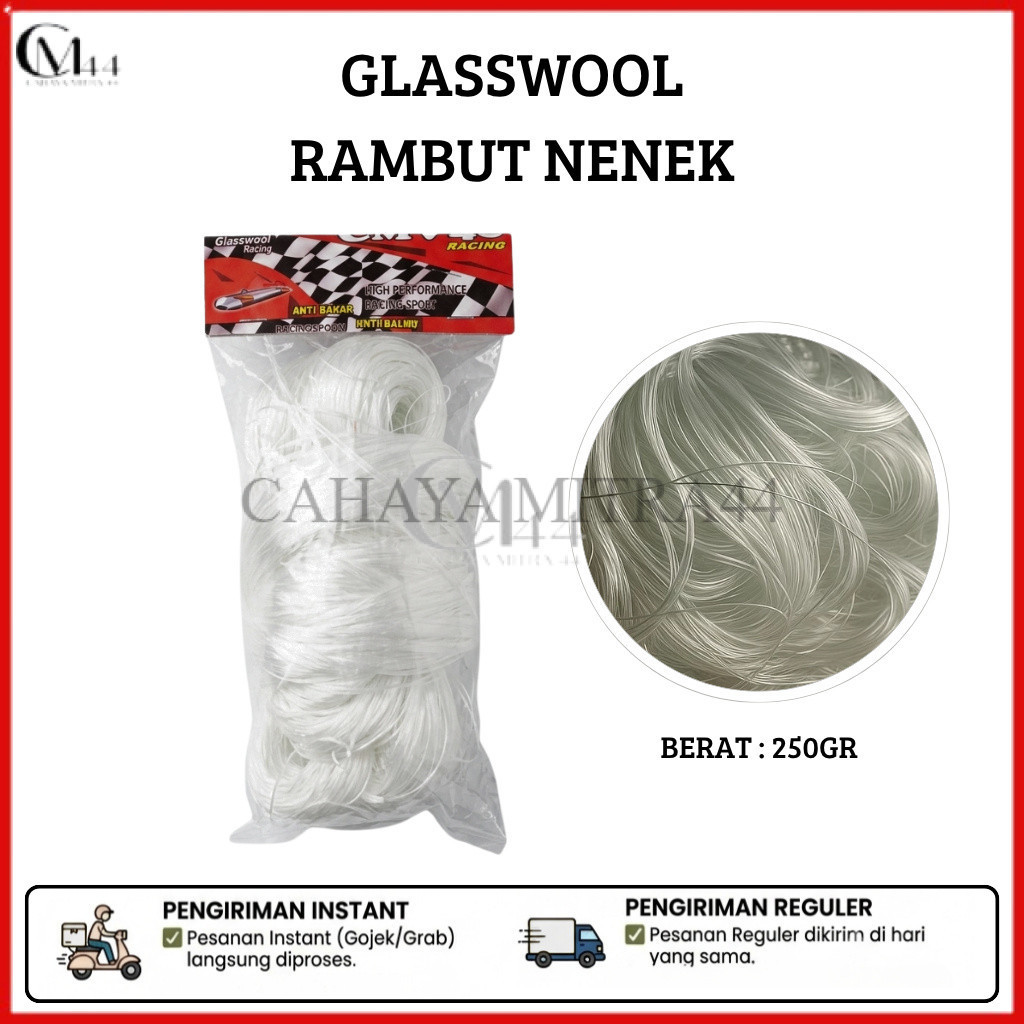 Glasswool Knalpot Racing Rambut Nenek Anti Bakar 250gr - GLASSWOOL GASBUL RAMBUT NENEK