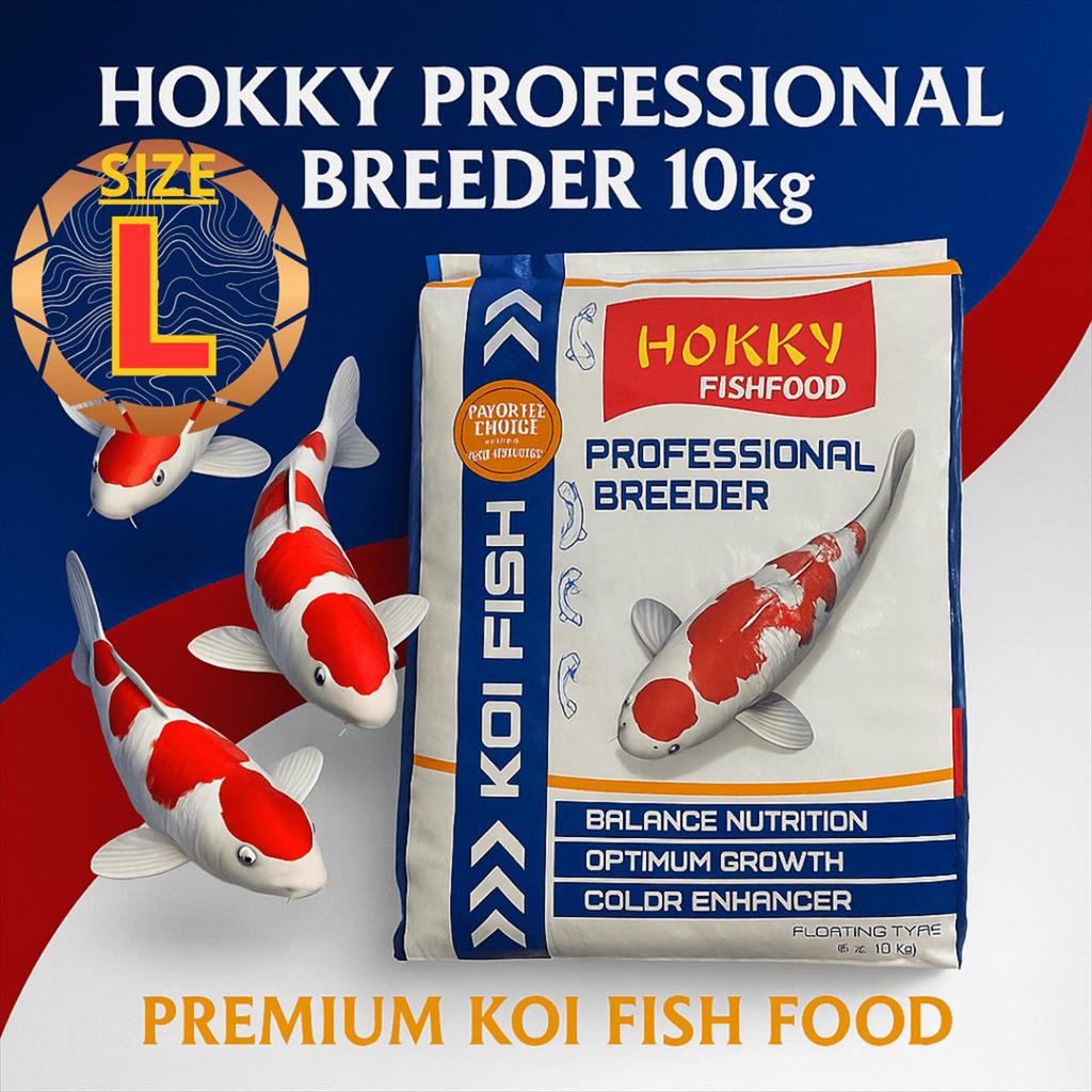 Pakan Ikan Koi Hokky Professional Breeder 10kg Large - Pelet Apung Premium Pertumbuhan & Warna