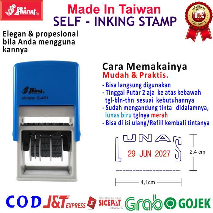 Shiny STEMPEL OTOMATIS CAP SHINY LUNAS PAID RECEIVED KANTOR TOKO Tinta Biru Merah Made In Taiwan S-4