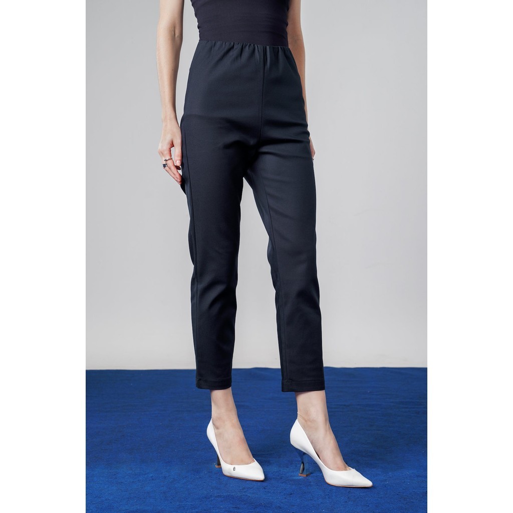 Benang Jarum - High Waist Ankle Pants - Navy