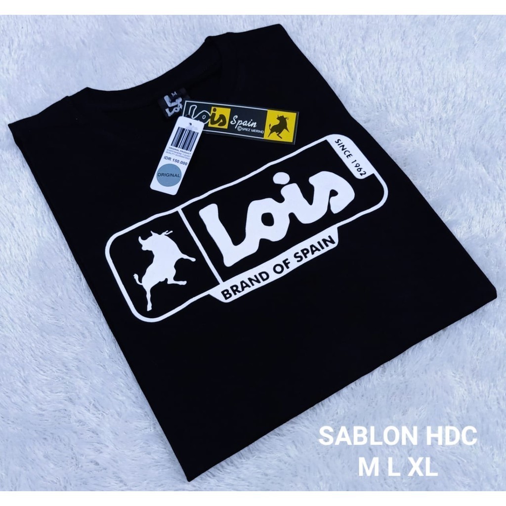 Kaos Pria - L  oi s Premium - L oi s Kaos Pria Keren - Tshirt Outfit Of The Day - Kaos Lois Hitam Pe