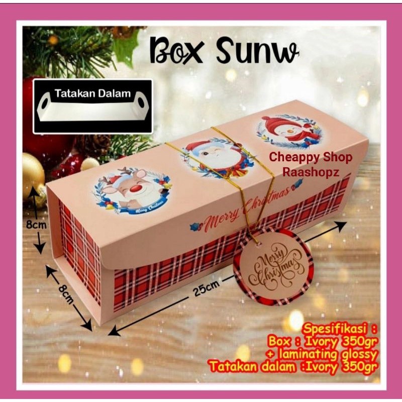 Christmas Box Sunny Box Natal Cake Roll Box Natal Bolu Gulung Box Natal Lapis Legit Box Natal Browni