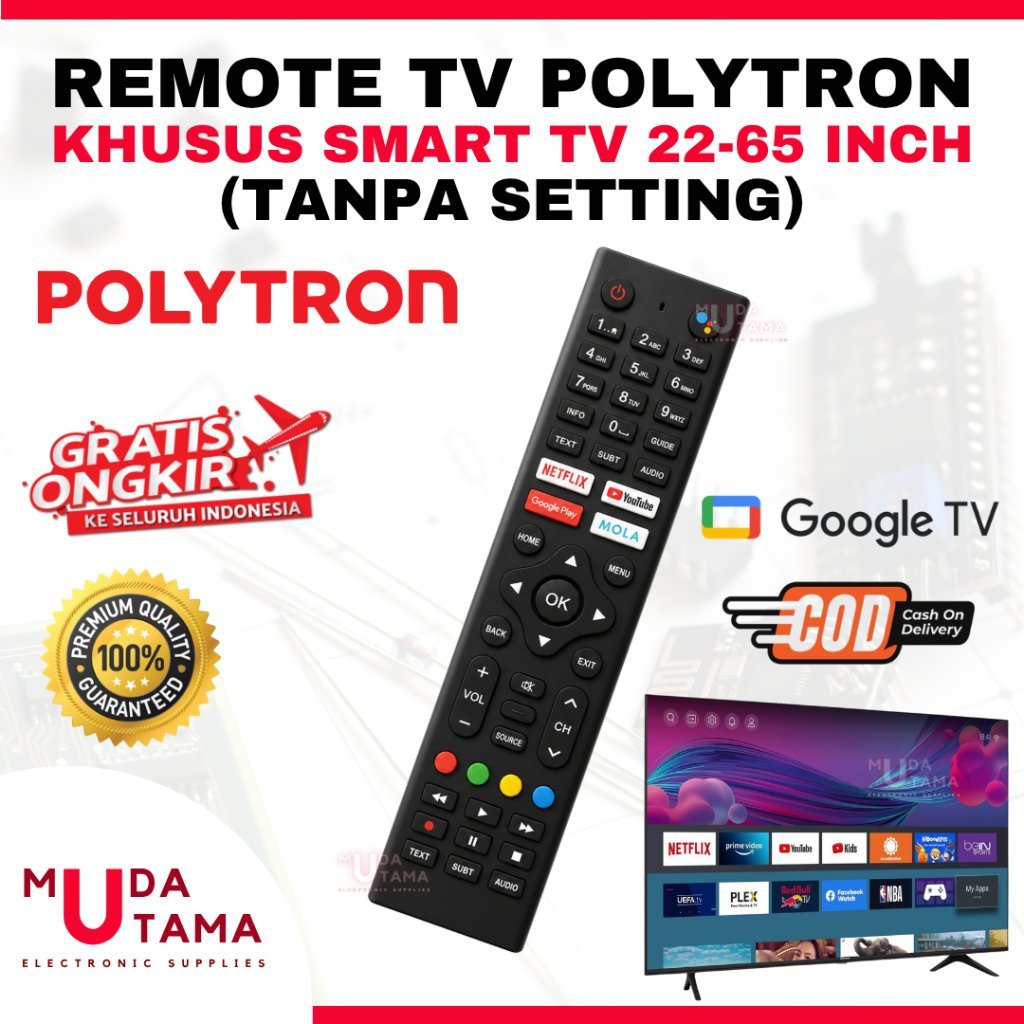 Remote ANDROID SMART TV POLYTRON 22-65 Inch - Remote TV SMART POLYTRON - Remote TV ANDROID POLYTRON 