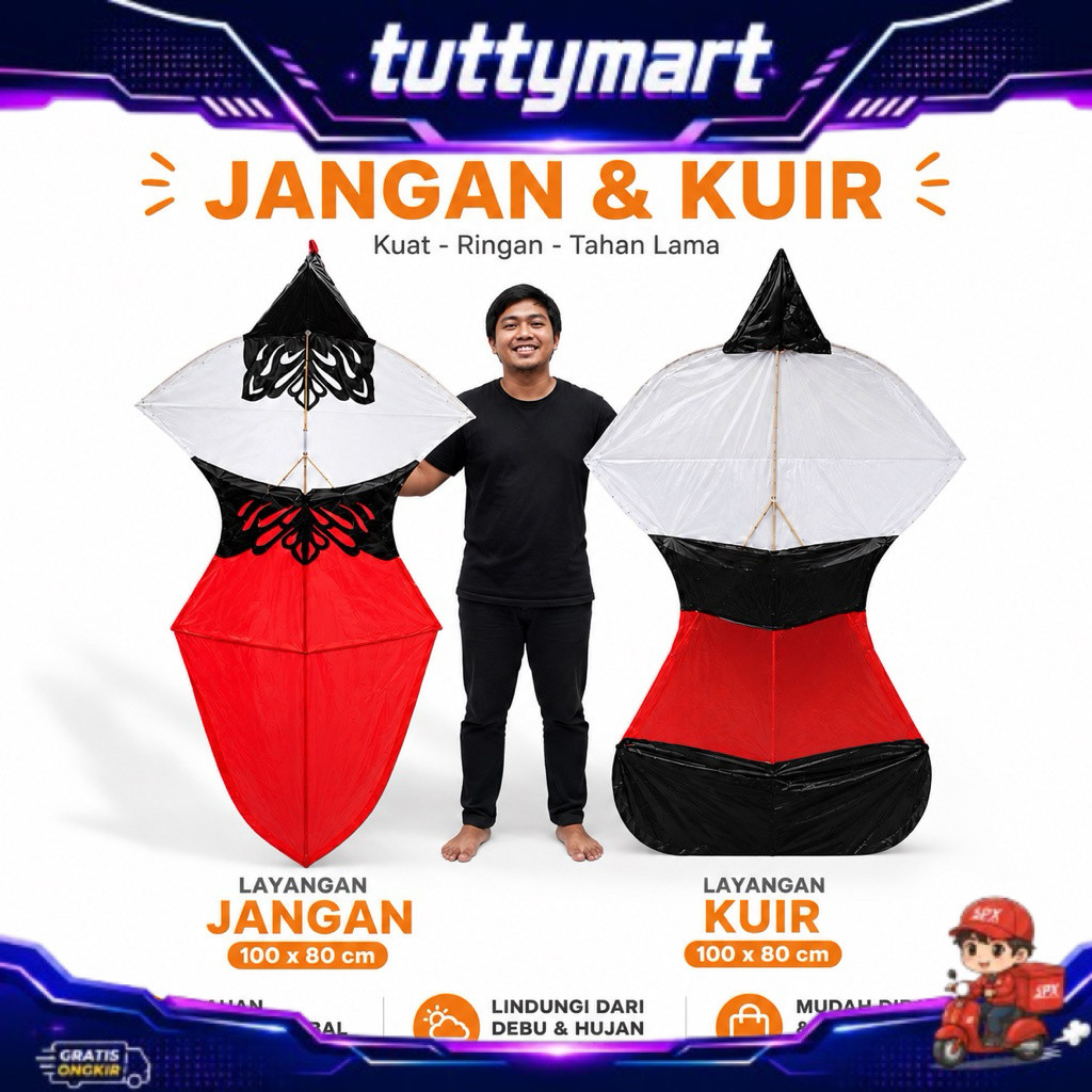 Layangan Jangan  & Kuir Knockdown 1 meter x 80 cm - Layangan Janggan knockdown - Layangan Bali - Lay