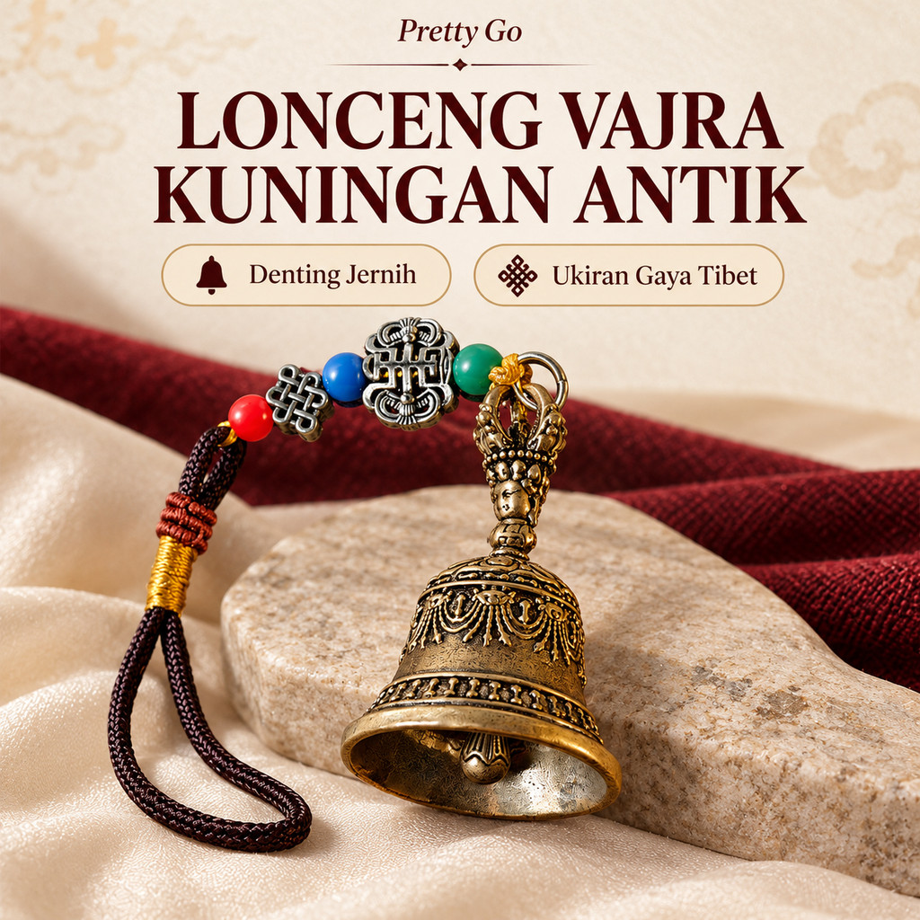 Lonceng Gantung Vajra Kuningan Motif Tibet Antik Dekorasi Rumah dan Tas