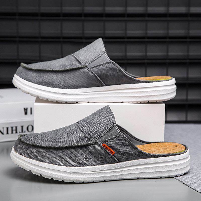 Size39-47 Heydude sepatu Slip on pria, desain sama sepatu kanvas kasual setengah sepatu 46/47