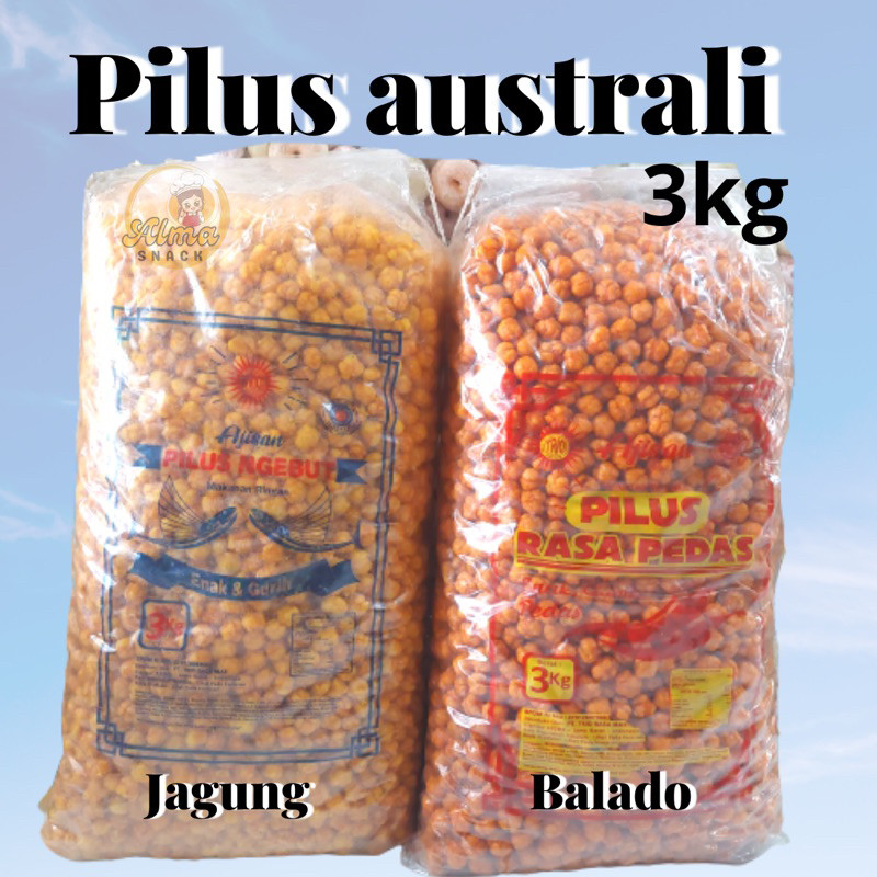 

TP PILUS AUSTRALI 1 BAL 3kg RASA JAGUNG DAN PEDAS MANIS SNACK KILOAN MURAH