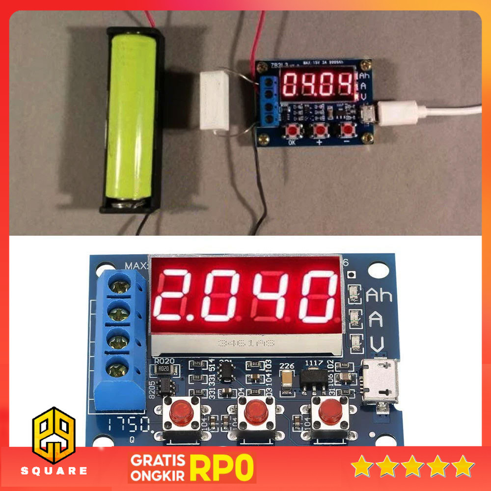 ZHIYU Battery Capacity Meter Discharge Tester 1.5v-12v for 18650 - HW-586 Original 99 Square