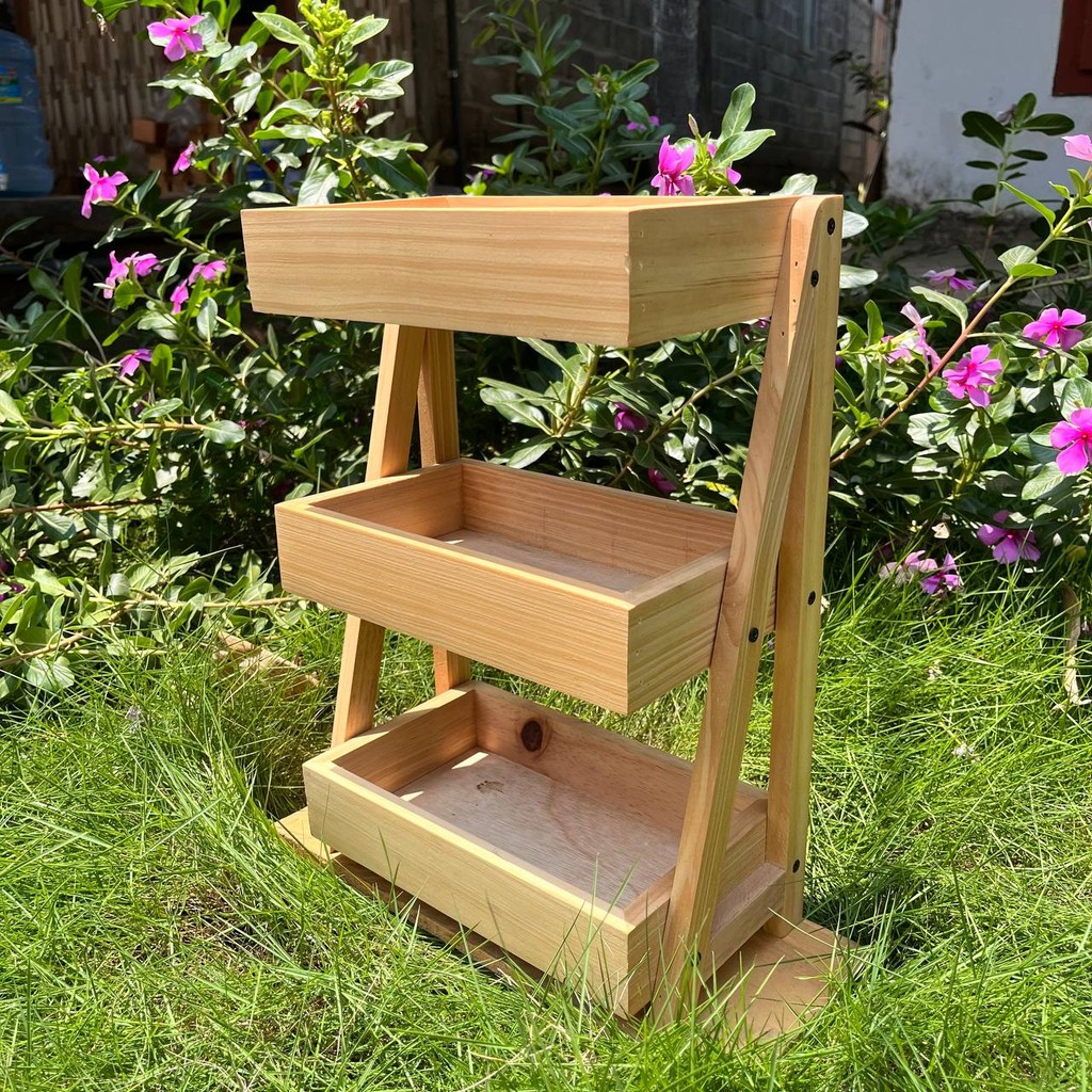 Rak Bawang Susun KAYU JATI Gratis Stiker Tempat Telur Bumbu Dapur Unik Aesthetic Kualitas Premium