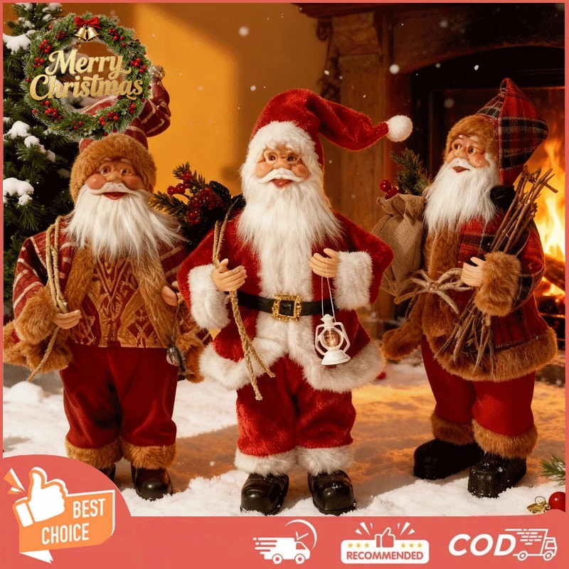 Patung Santa Claus Boneka Santa Claus Berdiri Boneka Christmas Hiasan Hadiah Liburan Anak-anak Chris