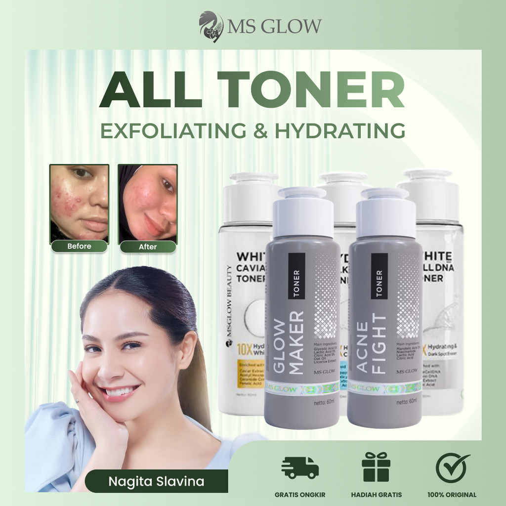 MS Glow Glowing Toner Toner Glowing MS Glow Facial Wash Glowing Mengecilkan Pori Pori GRATIS ONGKIR 