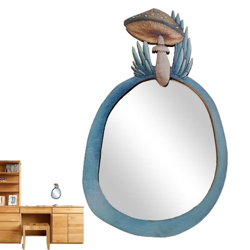 Oval Vintage Wall Mirror Wooden Creative Wall Mirror Vintage Wall Mirror Unique Botanical Mushroom P