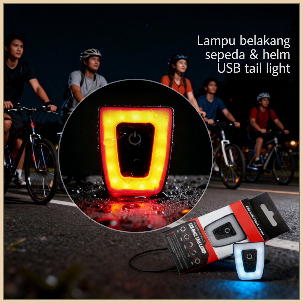 Lampu sepeda Led lampu belakang helm LED USB sepeda gunung roabike sepeda lipat