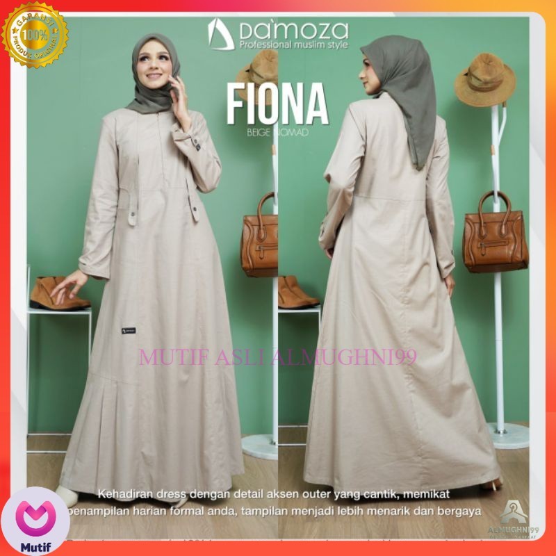 DISKON Damoza 100% ORI | Gamis Damoza Fiona - Beige Nomand