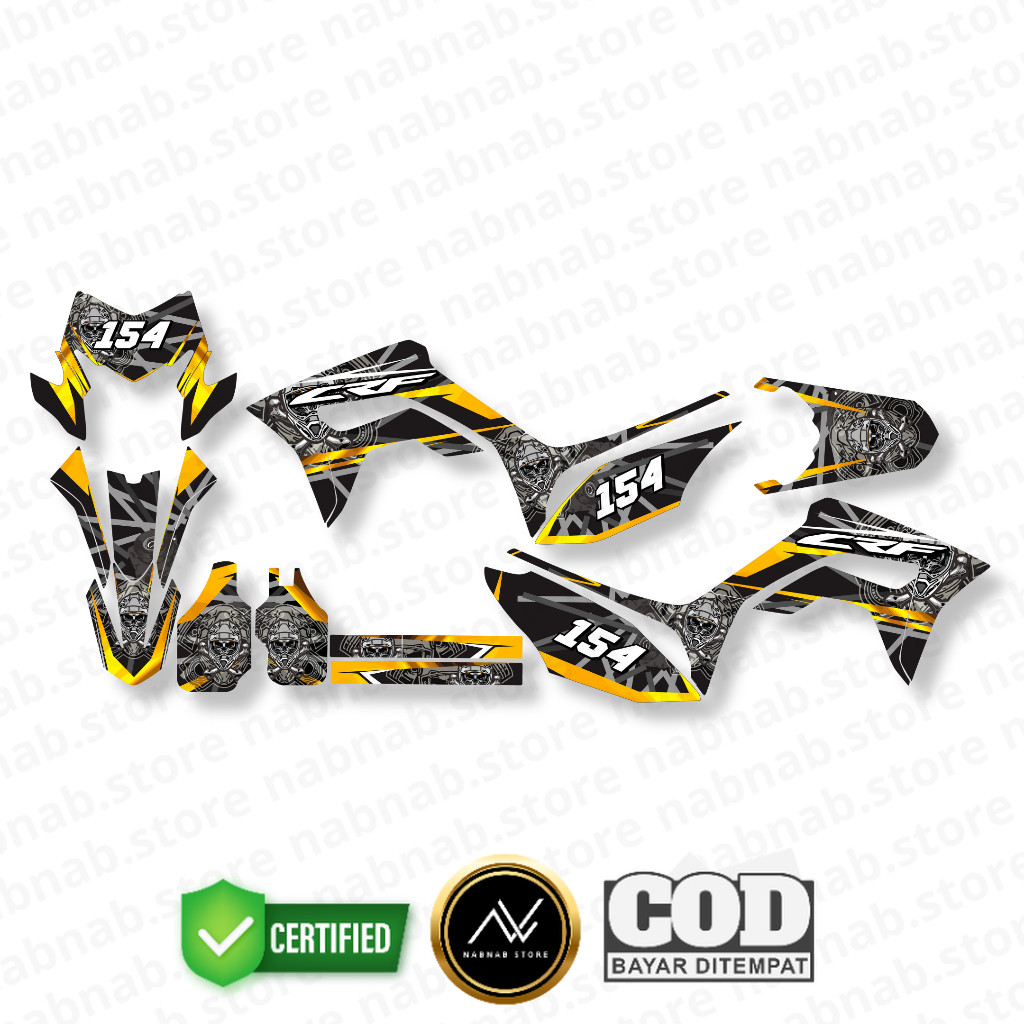 (COD) Semi Decal Stiker CRF150L Gold Skull Edition | Stiker Motor Trail Semi Decal Premium Glossy