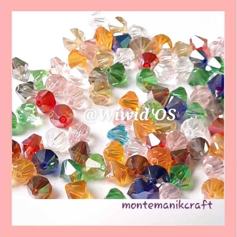 MANIK (16 butir) MANIK KRISTAL CEKO BICONE 10 MM MONTEMANIK CRAFT