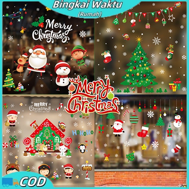 Sticker Kaca Dekorasi Natal Wall Natal Tema Motif Natal Stiker Dekorasi Stiker Dinding Dekorasi Suas