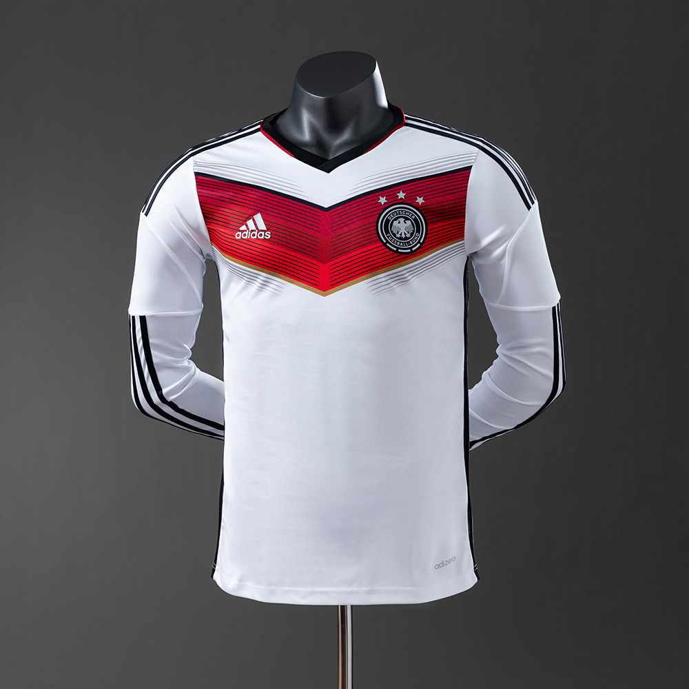 Jersey Germany 2014 Home Long Sleeve Player Version Retro T shirt pria