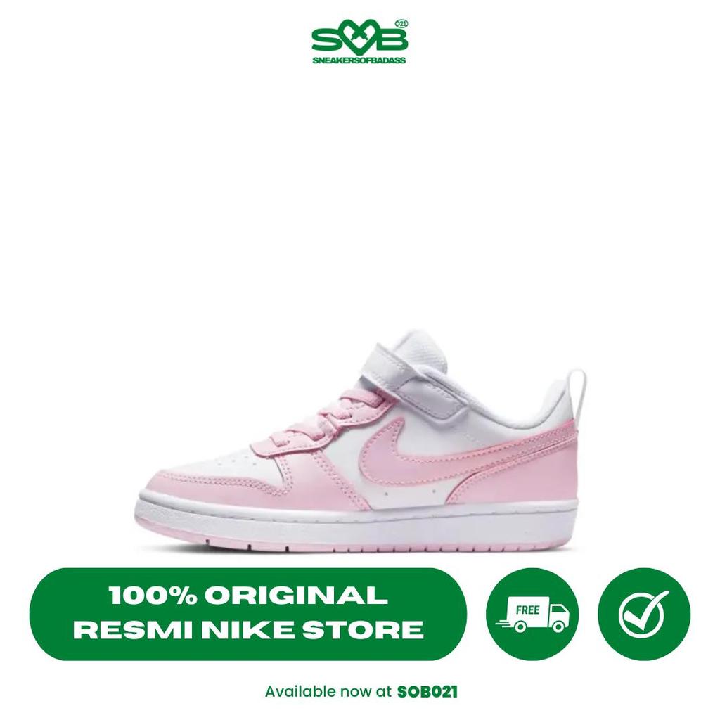 Nike Little Kids Court Borough Low 2 Shoes White Pink Foam - DQ0473-100