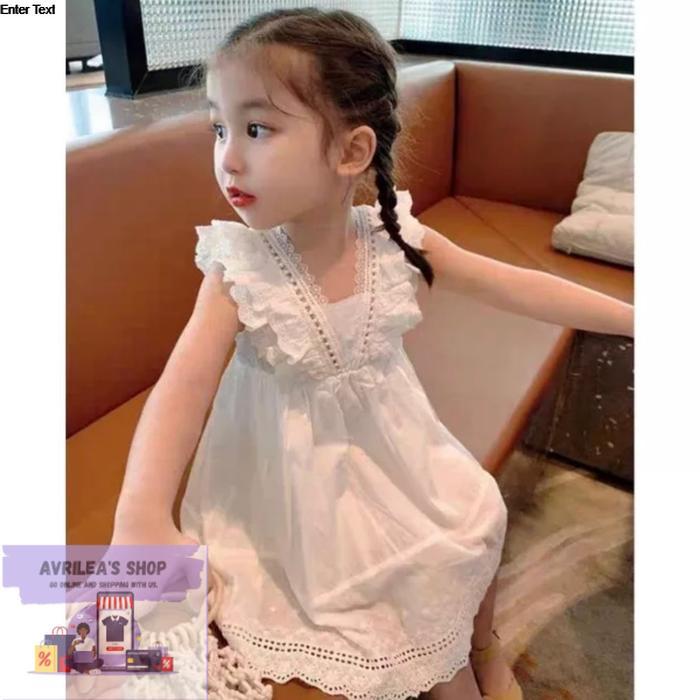 Dress anak perempuan import putih / REA Dress - 90