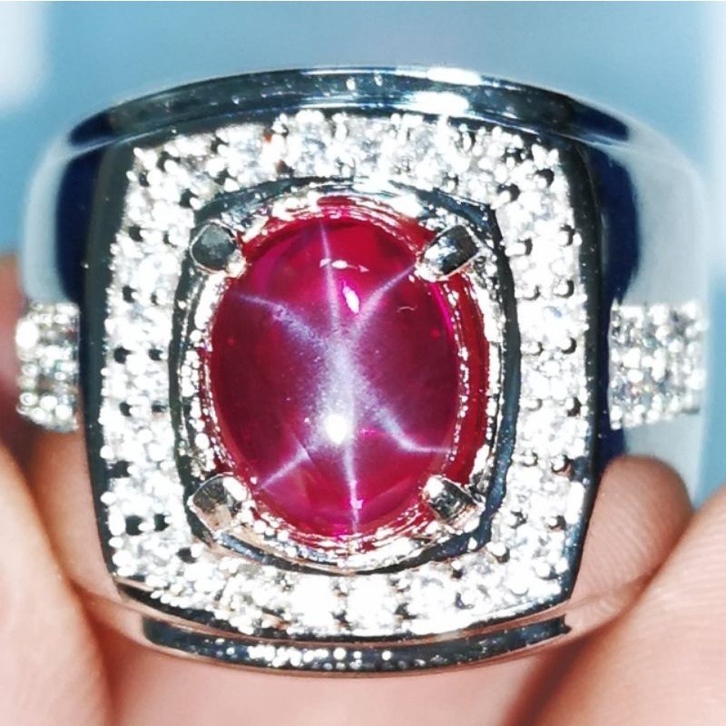 BATU PERMATA CINCIN RUBY AMERICAN STER RING PERAK BANGKOK 926 SIAP PAKAI