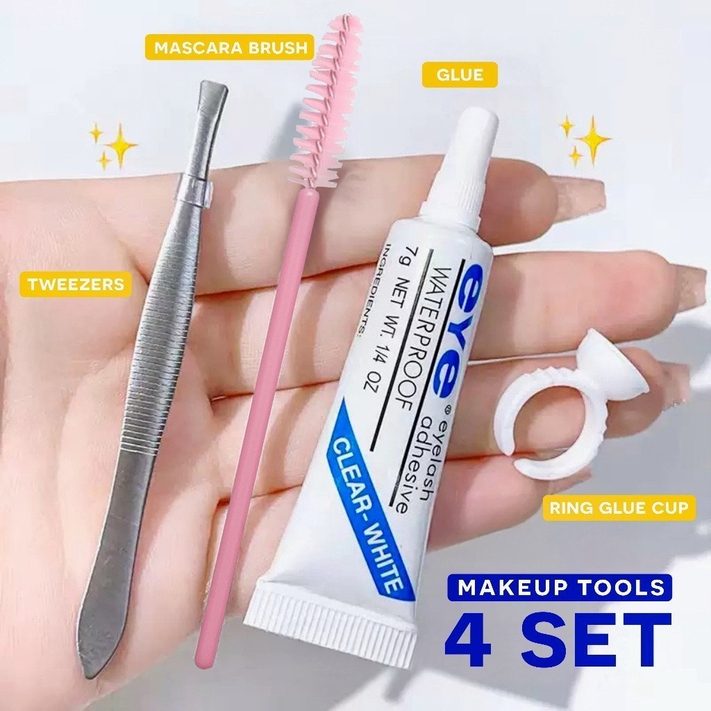 Set Lem Bulu Mata Palsu Pinset Eyelashes Glue Trasnparan Waterproof and Sweatproof - I Bavea Shop