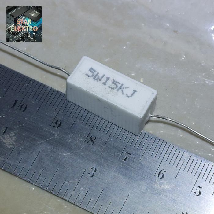 5W15KJ 5W 15K ohm R Resistor Kapur 5watt 15Kilo J 15KR 15KJ 5 w watt 15KOhm 15 Kilo - 10 pcs TERBAIK