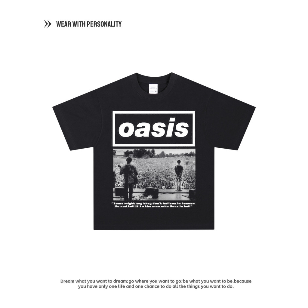 COD Oasis Oasis Band American British Miracle Wall Kaos Katun Murni Amerika Longgar Unisex Leher Bul