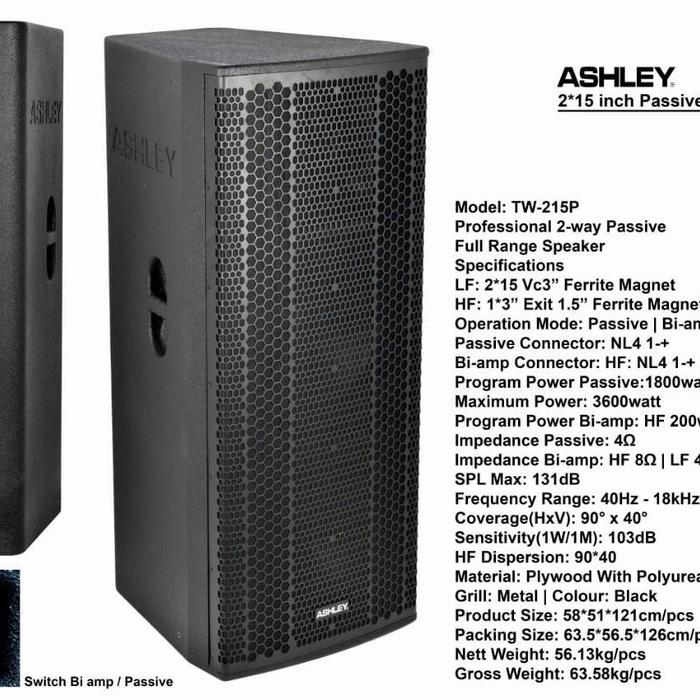 SPEAKER PASIF 2X15 INCI DOUBEL WOOFER ASHLEY TW215P ASHLEY TW 215P