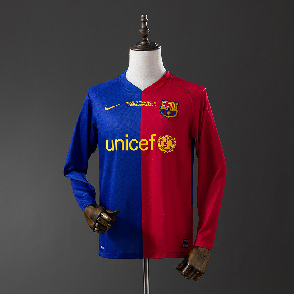 Jersey Retro long sleeves Barcelona 08/09 Champions League home T shirt pria