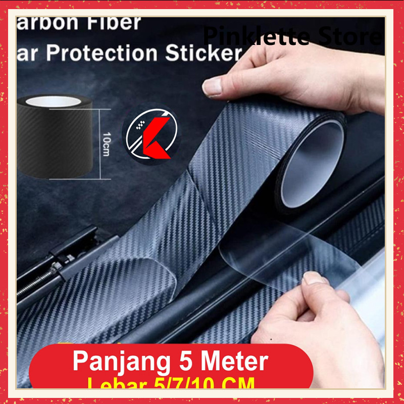 Stiker Karbon Mobil Stiker Pijakan Pintu Mobil Nano Karbon Anti Gores Pelindung