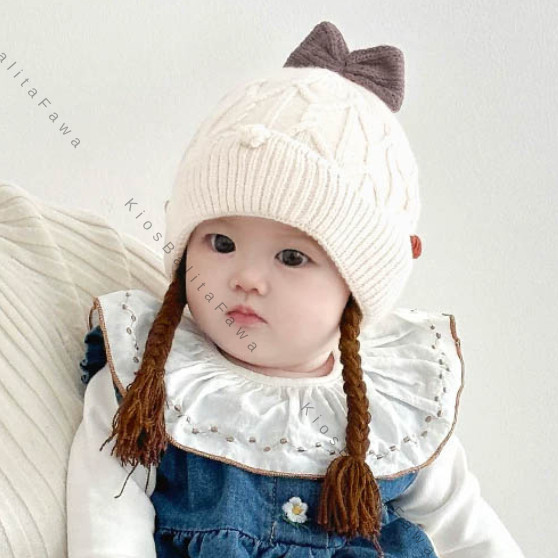 Kupluk Beby Hazel uk Bayi sd 5 Tahun / Topi Rajut Ala Korea Import Premium Anak Perempuan 1 2 3 4 th