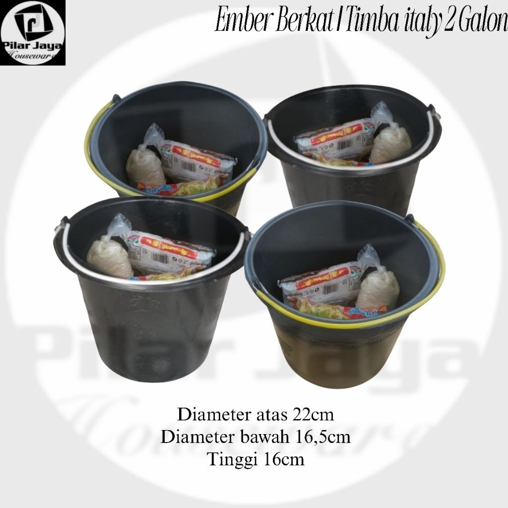 Terbaru Paket 50 pcs Ember Berkat/Timba Italy 2 Galon Hitam/Ember Hajatan 2 Galon Hitam/Timba Hajata