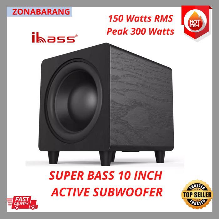 iBASS SUBWOOFER ACTIVE 10 INCH 150 WATTS RMS PEAK 300 WATTS LINE OUT IN DEEP BASS BAZOOKA BAZOKA EMP