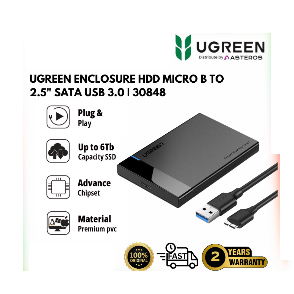 UGREEN Enclosure USB-A to 2.5" SATA Enclosure (USB 3.0) - US221 PN 30848