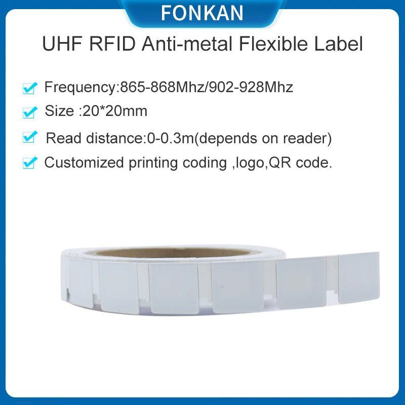 500pcsroll UHF RFID Sticker Label 20*20mm Small Flexible Antimetal RFID Tag UHF for Asset Management