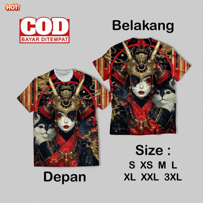 [COD] Kaos Fullprint Japanese Woman Art Keren | Kaos AOP Japanese Geisha Art depan belakang[ANIDN]