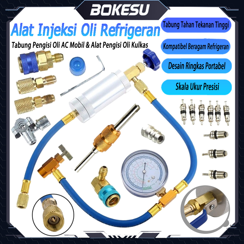 R12 R134A R22 Tabung Pengisi Oli Sistem Pendingin 2 Ons Universal  Logam Tahan Tekanan 600-3000PSI U