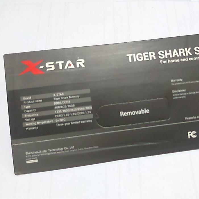 MEMORI RAM DDR3 8GB PC3-12800 1600 MHZ 1.5V X-STAR TIGER SHARK SERIES NEW ORIGINAL DAN TERPERCAYA