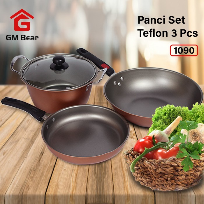 Gsf Panci Teflon Get 3 1 Set/ Satu Set Teflon/ Panci Teflon Set 3in1 new anti lengket