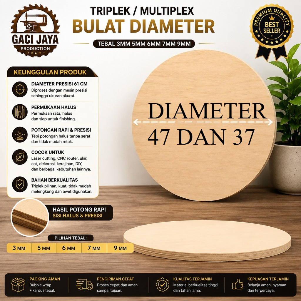 Triplek Bulat Diameter 47 DAN 37 CM | Multiplek Plywood Bundar Tebal  5mm