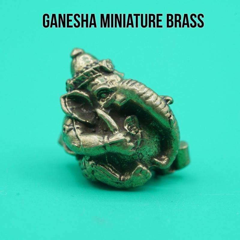 Small Brass Ganesh Ganesha Amulet Kuningan Miniature Statue Art Cooper Monopoly Monopoli Pion Mainan